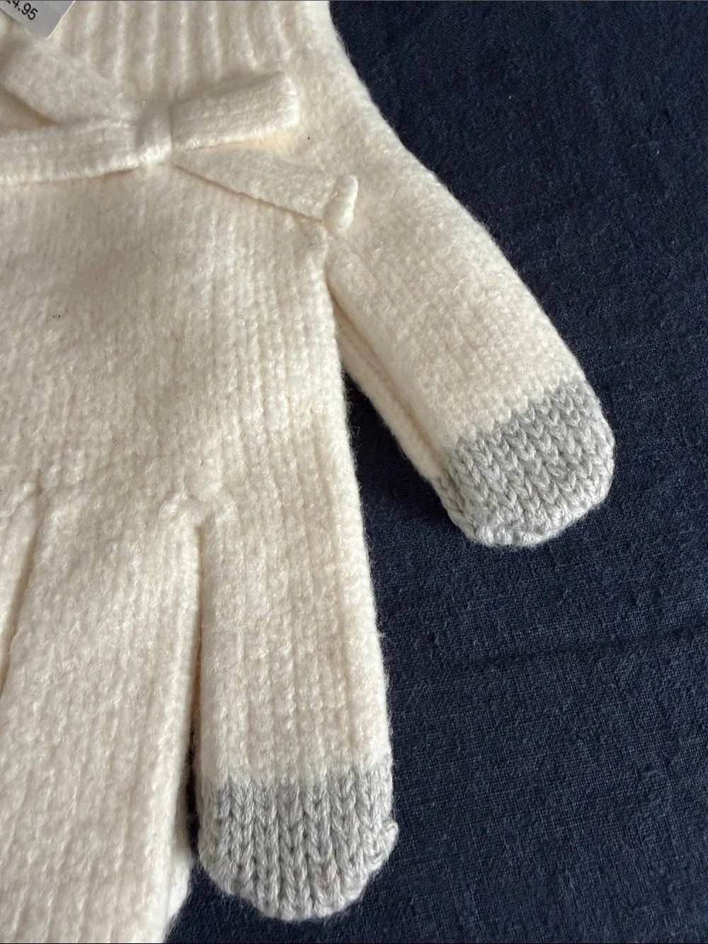 GAP CashSoft Cream Kids Knit Tech Gloves and Bow Print Tights